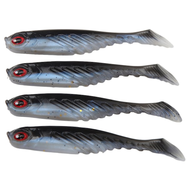 4 st AR48 75mm/3.2g T-svans mjukbete Dubbla färger Konstgjorda fiskebeten Wobbler Tackle Svart rygg