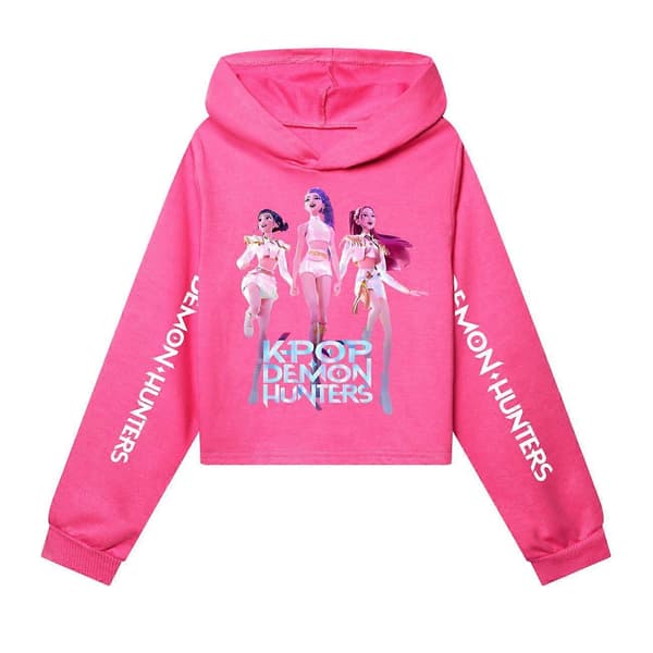 Jenter Kpop Demon Hunters Hettegenser Barn HUNTRX Pullover Genser Hettegenser Topp Fritidsklær 140