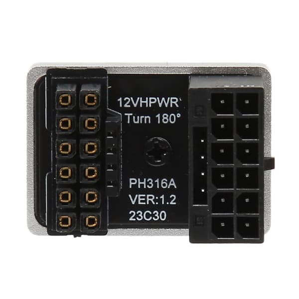 GPU PCIe-kontakt 600W 12V HPWR 16P til 16P hann til hunn 180 grader GPU strømadapterkort for stasjonær datamaskin PH316 sølv