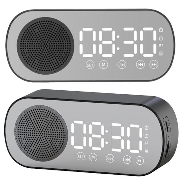 Bluetooth-högtalarklocka Multifunktionell Smart Digital Mirror Väckarklocka för Home School Office Engelsk Version Z7 Svart
