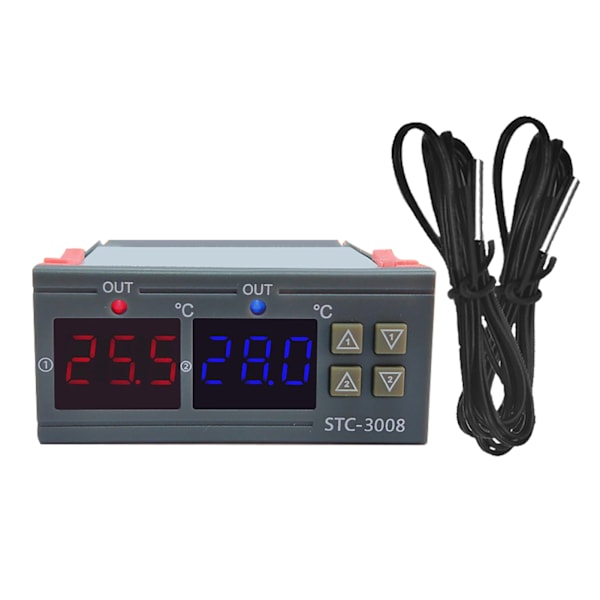 Digital Display Temperaturregulator Mikrokontroller Intelligent Dobbelkontroll Elektronisk Justerbar Strømbryter 12V