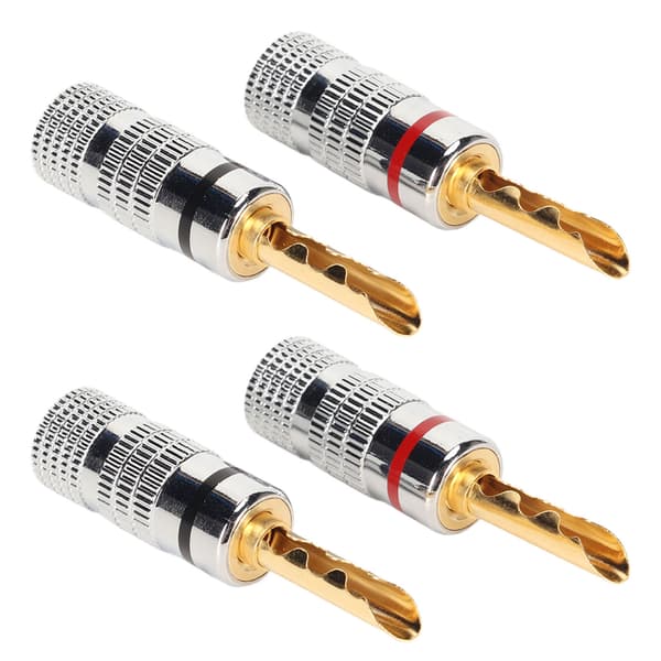 2 Par BFA Bananpluggar 4mm Guldpläterad Mässing Serrated Högtalar Pluggkontakter för Förstärkare
