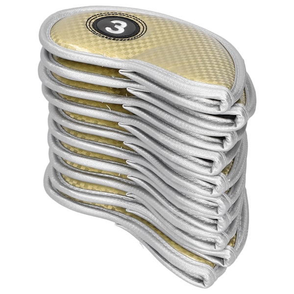 10st Golf Iron Head Covers ärmnummer Skyddande PU Vattentät Golftillbehör Guld