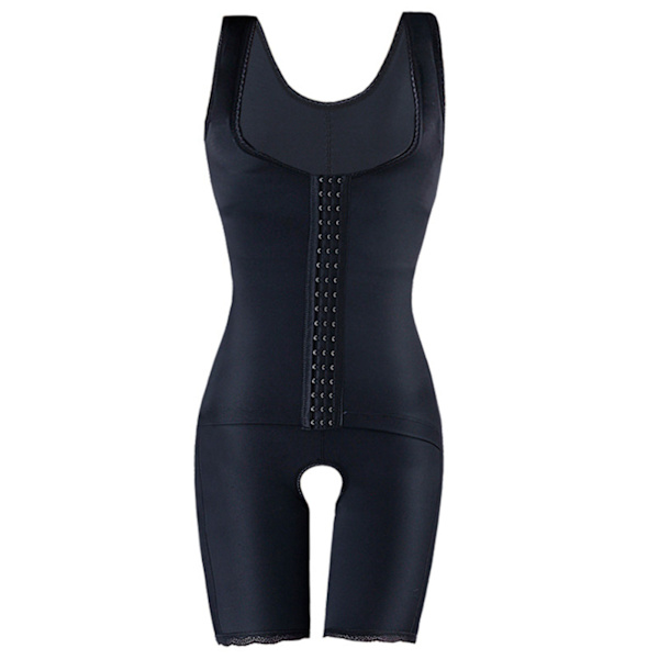 3-rækkers kroge Shapewear Kompressionsbeklædning Midjetræner Butt Lifter Post Partum Åben Butt Body Shaper Sort XL