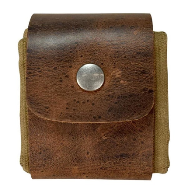 Läder och canvas Bushcraft väska Hopfällbar vaxad canvas foderpåse för vandring