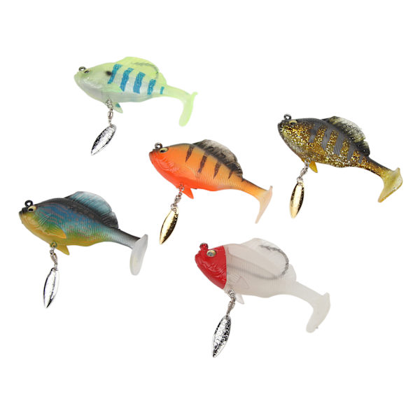 5 stk Myke Fiskeagn for Bass 18g 8cm Padlehale Svømmeagn med Spinner Kunstig Fiskeagn Livaktig Fiskeagnsett
