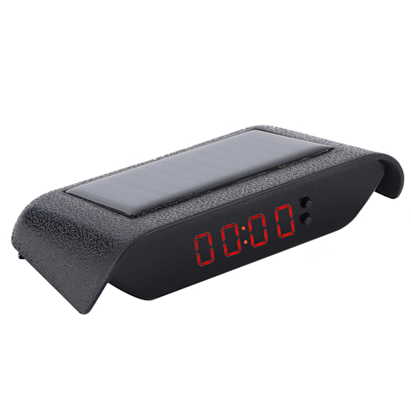 Bil Digital klocka Auto Lastbil Solar Powered Tid Datum Temperatur LCD Display Kabeldragning FreeRed Light
