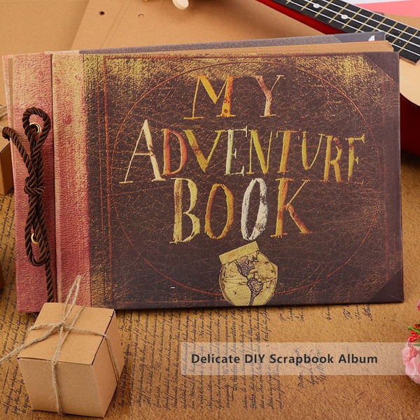 Vintagestil DIY Tied Rope Album Unika vackra minnen Bröllopsbok Scrapbook (MY)