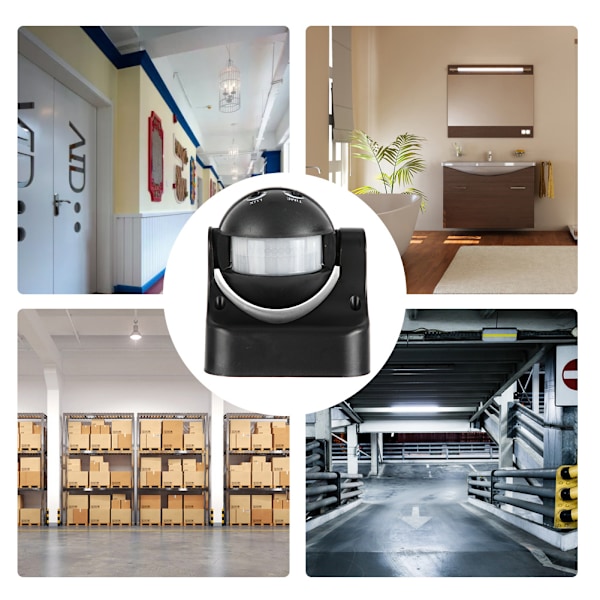 Utomhus Vattentät PIR Infraröd Body Sensor Switch Vidvinkel 110-240VBlack