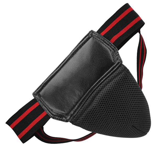 Boksning Lyskeskål Protector PU Læder Åndbar Jockstrap til Kickboxing Muay Thai Sort