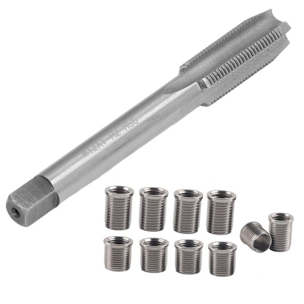 Reparationsværktøj til tændrørsgevind M10x1.0 Bolt + M12x1.0 Tap Biltilbehør Hardware Kit