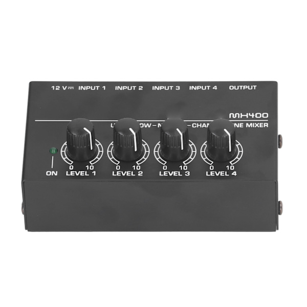 4-kanals Mixer AC 100V‑240V Sort Ultra Lav Støj 4-kanals Kompakt Mixer til Guitarer Bas Keyboard EU Stik