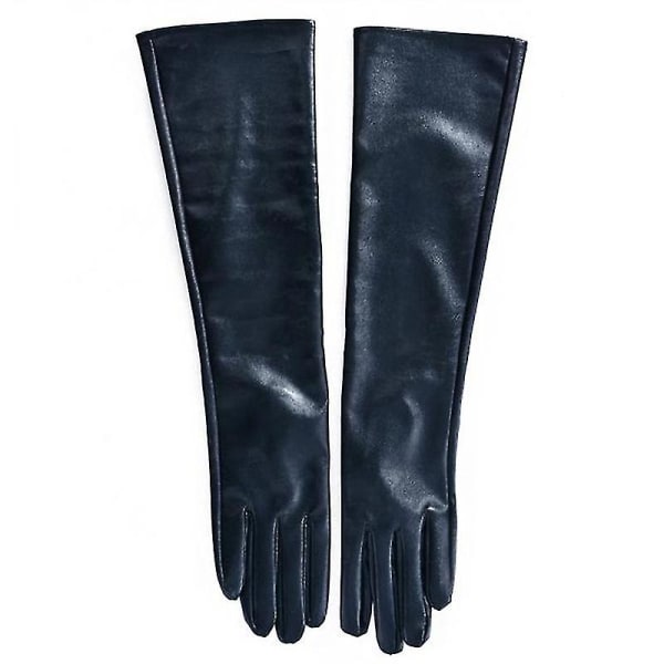 Kvinders lange læderhandsker Fuldfingerhåndsvintervarmer albueoperahandsker Black 40cm
