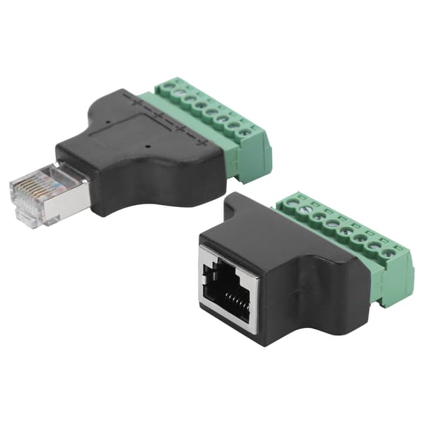 【NX】2 stk. RJ45 hun/han til skrueterminal 8-benet CCTV Digital DVR Adapterstik