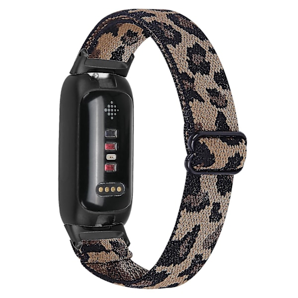 Fitbit Inspire 3 Elastisk Flettet Nylon Solo Loop Sport Urrem - Leopard Mønster