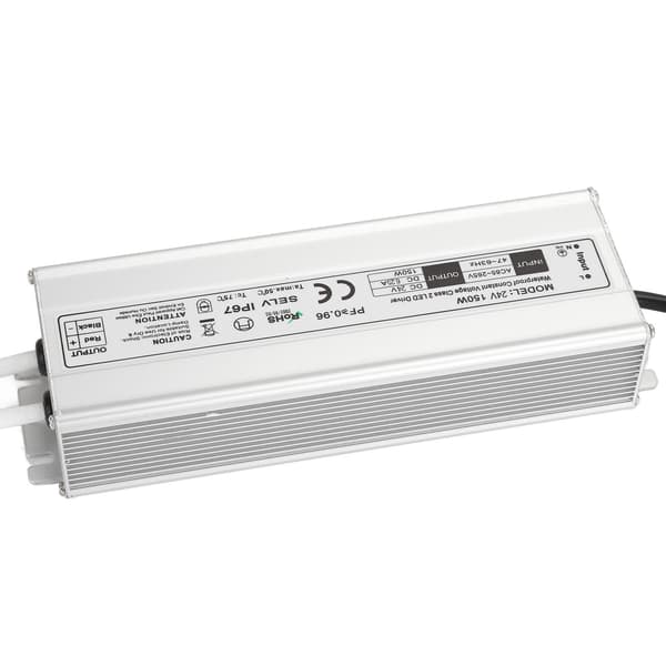 LED-driver vanntett IP67 konstant spenning strømforsyning transformatoradapter 150W AC85‑265V EU-plugg 24V 0‑6,25A utgang