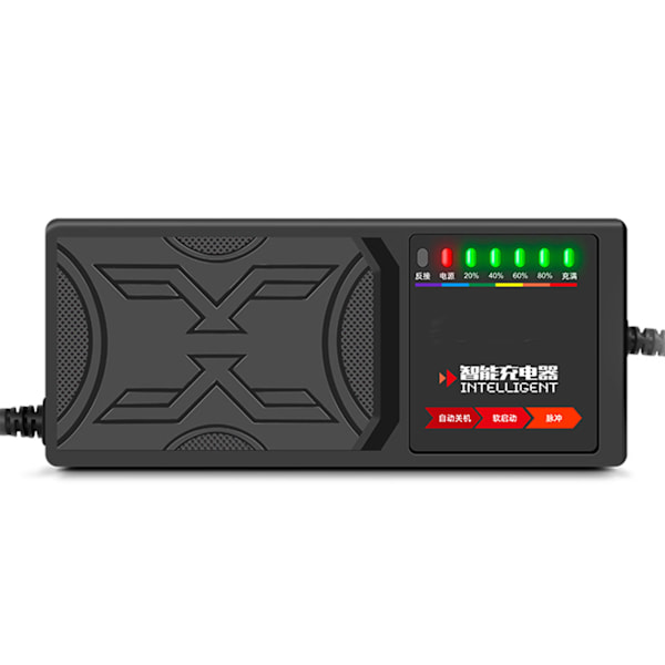 Elektrisk scooterlader Intelligent batterilader med 7 lysindikatorer for batteri