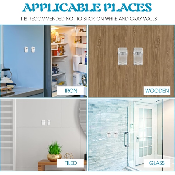 【NX】15 Pcs Self-Adhesive Clips Wall Clips Transparent Clips Command Clips
