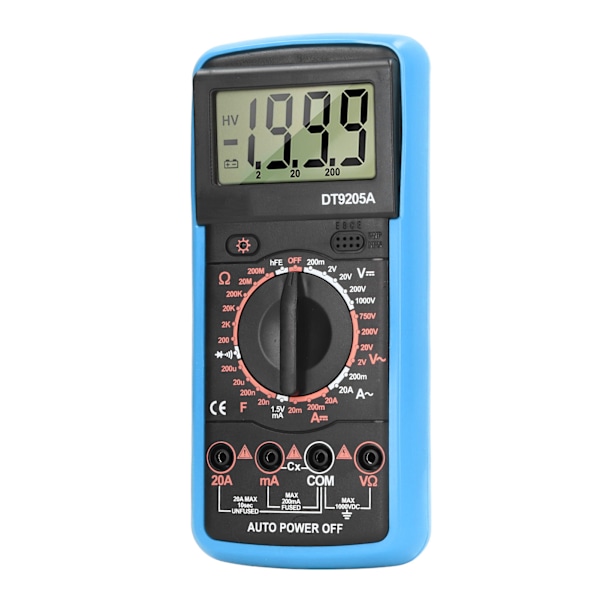 Smart digital multimeter LCD-skärm Multifunktionell kretsdetektionsmätare för hushållsblå