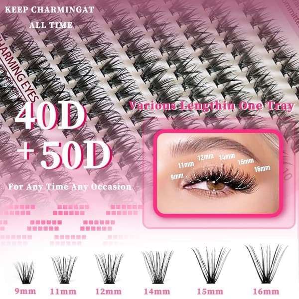 Individual False Eyelashes, Pre-made Cluster Lashes, Lash Extension Kit with D-curl for Beginners (30+40+50D)_tfrf