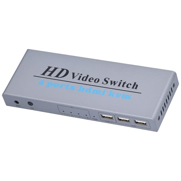 KVM Switch 4 Input 1 Output 4 Port HighDefinition Multimedia Interface Skærm Switcher med 4 Tilslutningskabler til PC