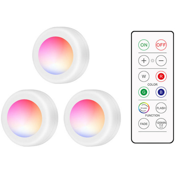 16-färgs LED-tryckande nattlampa, snabb stroboskop och atmosfärsljus, tre lampor och en set C2145 (levereras utan batterier)