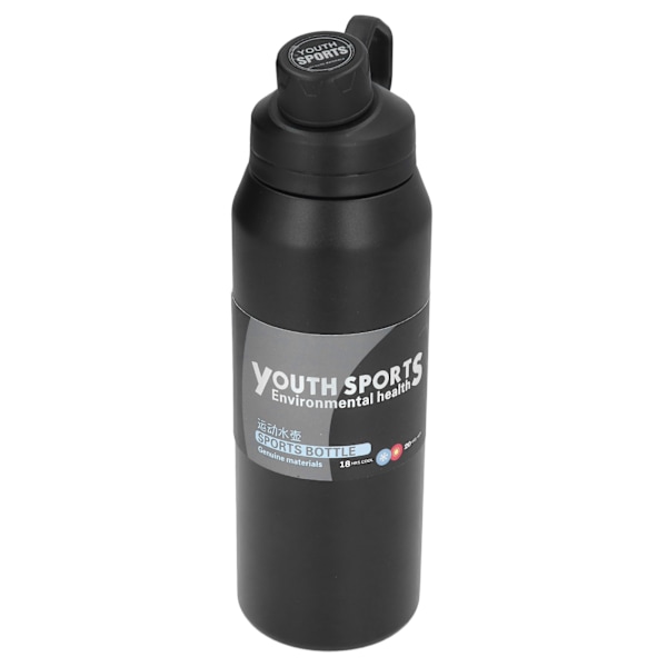 Metal Vandflaske 1000ml 304 Rustfrit Stål Varmeisolering Bærbar Isoleret Vandflaske Sort