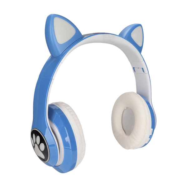 LXB39C børnehovedtelefoner Bluetooth 5.0 foldbare trådløse glødende musik katteøre hovedtelefoner til børn (vandblå)