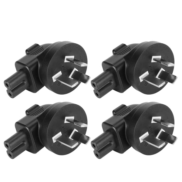 4 stk. AU-stik til IEC320 C7 strømadapter Universal Standard 90-graders albue computerstrømadapter AU-stik 100-250V