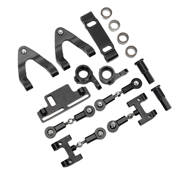 RC Aluminium Øvre og Nedre Suspensionsarm Styrekop Hex Adapter Metal Tilbehørssæt til WPL D12 RC Bil Sort