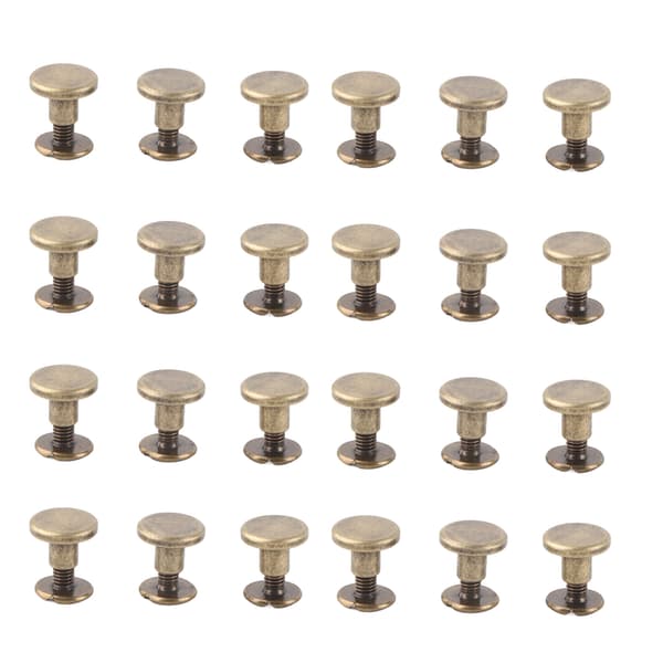 20 st Flat Head Koppar Mässing Skruvar Muttrar Spikar Nitar Läderlock Tillbehör (6,5 mm)