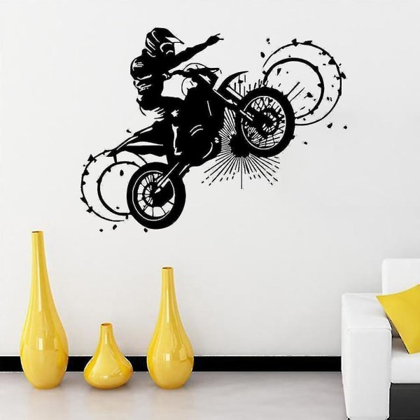 Hmwy-racing Väggdekaler Väggmålning Hemdekaler Motorcykelåkare Avtagbar 57x74cm