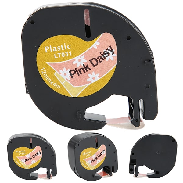 Termopapirsetikettejp Sød etikettebåndsdekoration Pink Daisy til Dymo 12 mm