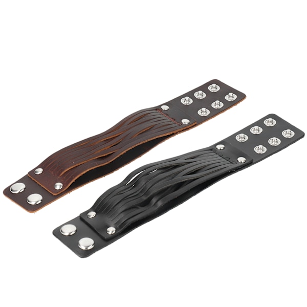 2 stk Punk Armbånd Vintage Håndvevde Flettede Rock Gotiske Mansjettarmbånd i Kunstlær