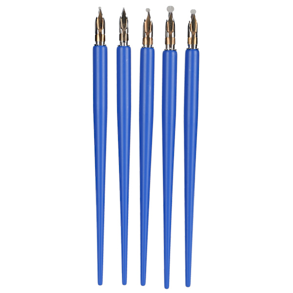 Trefylt Dip Pen Hjemmekontor Kunstmaling Kalligrafi Reservoarpennsett Gave Royalblue Tynn Langt Håndtak