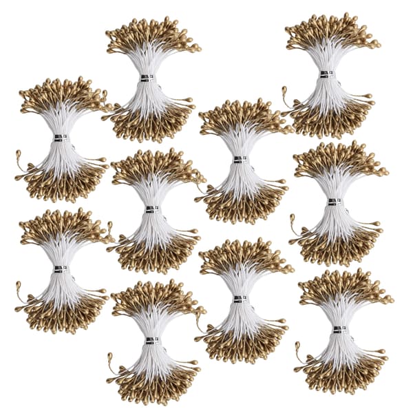 Perle Støvdrager Gylden Gips Simulation Dobbelt Ende Kunstig Buket Fremstilling Tilbehør (3mm（#6） 900)