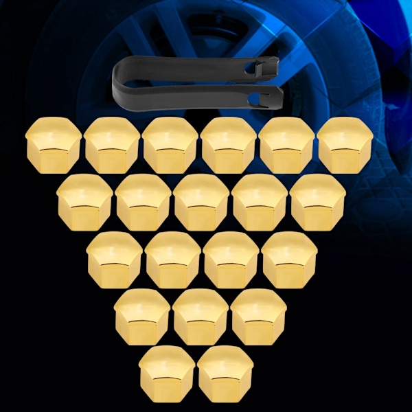 20st 17mm Universal bildäck Hjulnavskydd Luggmutter Bult Skruvskydd Skyddslock Guld