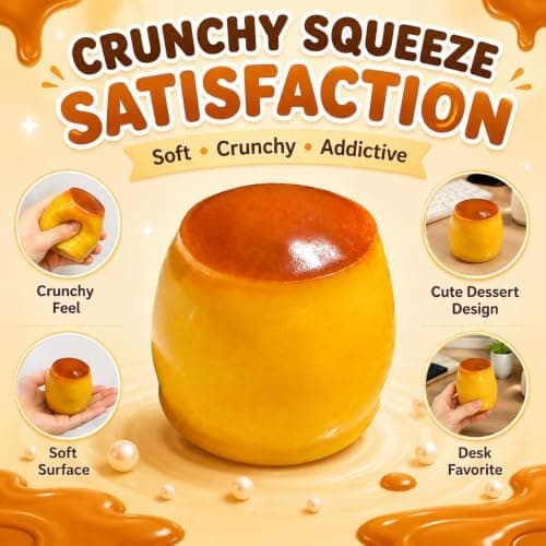 Crunchy Pudding Squishy ASMR Bead Filled Realistic Food Stress Ball Caramel Squeeze Moldable Slushy Asmr Realistic Taba Handmade Non-Rebound Pudding