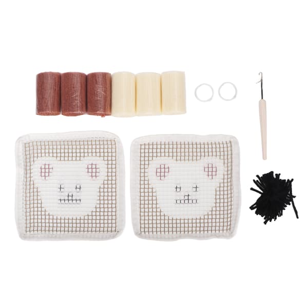Latch Hook Kit Koppunderlag DIY Sett Nydelig Bjørnemønster Hjemmedekorasjon for Håndverk