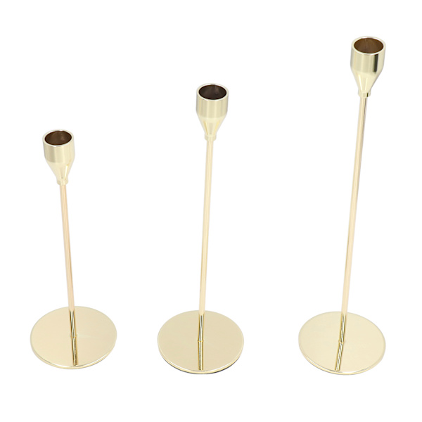 3 set Ljushållare Hel metallstruktur Enkel design Enkel installation Ljusstakar Lång hållare för restaurangfest