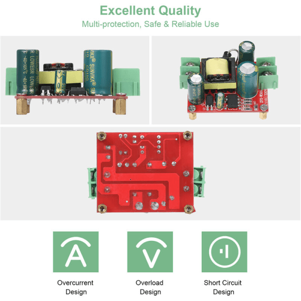 AC/DC 100-240V D C12V 3A Switch Elektronisk Modulkort Mini Størrelse Bærbar Letvægts til industrielt kontrolsystem, Model: Flerfarvet 12V 3A