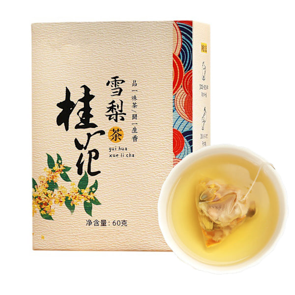 15 förpackningar Osmanthus tepulver malningsprocess Osmanthus päron örtte Triangulärt förpackning te för hemmakontor