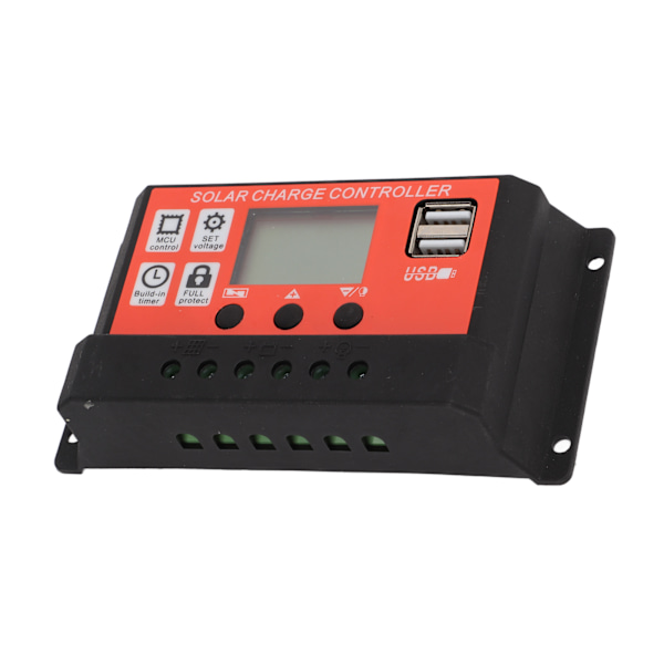 PWM Auto Solcelleladningsregulator LCD-skjerm Dobbel USB Solcellepanelregulator 12V/24V80A