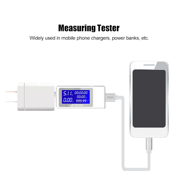 USB Tester Multifunktionell Kapacitet Ström Strömspänning DC Digital Voltmeter Mätare