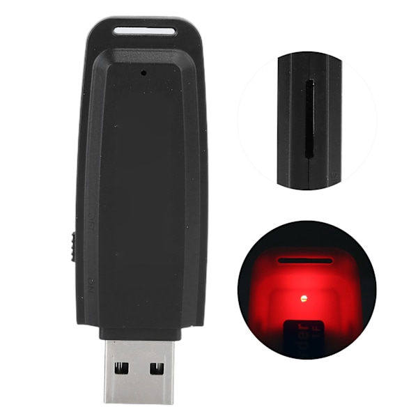 SK001 Mini Digital Röstinspelare UDisk TF Flash-kort USB2.0 Inspelningspenna för Windows Xp Vista7/8 (Svart)