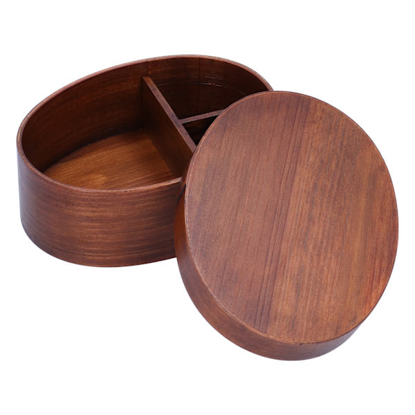 Oval form Bento Box Trä Sushi Lunchbox Matförvaringsbehållare för vuxen studentarbetare