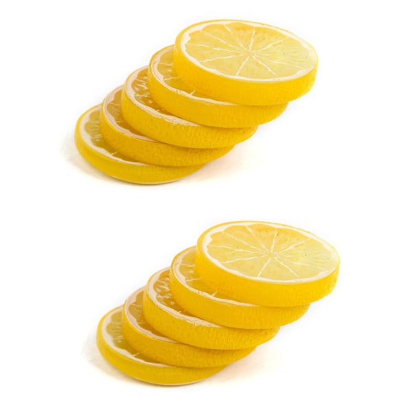 10 stycken gula konstgjorda citronskivor för familjesammankomster och fotorekvisita