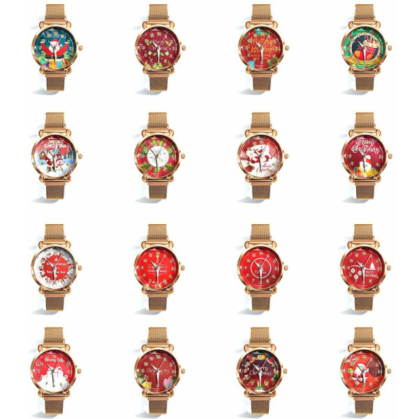Julaften Festlige bokstaver Studentmote Kvinne Trend Magnetisk lås Gull Shell Watch Quartz Watch 8