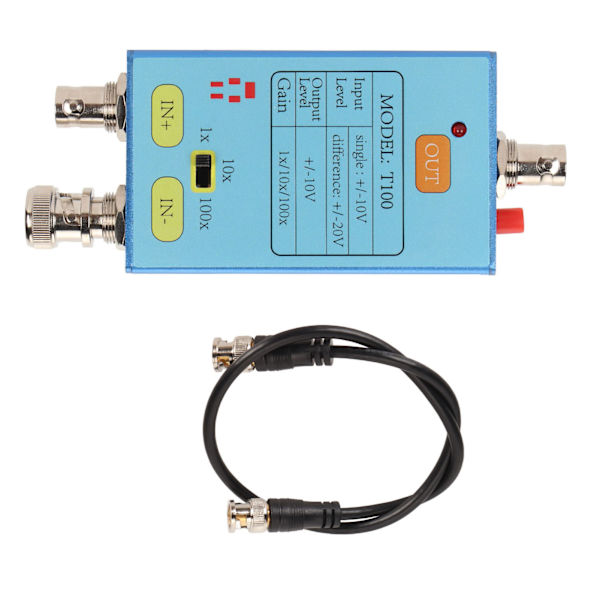 T100 Differential Probe Oscilloscope Professional 1X 10X 100X 10M bandbredd virtuellt oscilloskop för att förstärka svaga signaler