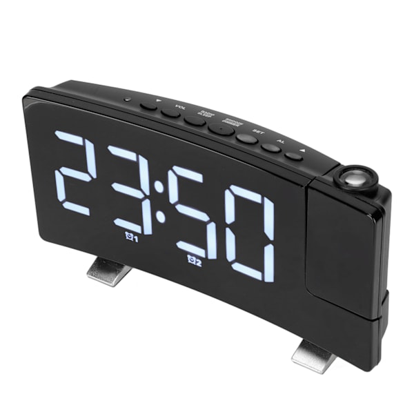 Digital väckarklocka 180° projektion på takvägg USB-driven väckarklocka för sovrum Heavy Sleeper Kid Äldre Vit typsnitt